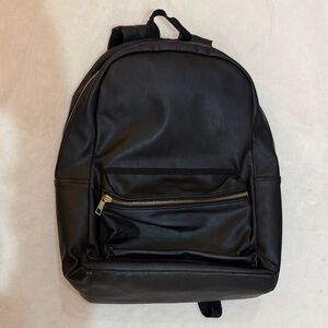 Classic Black Leather Backpack